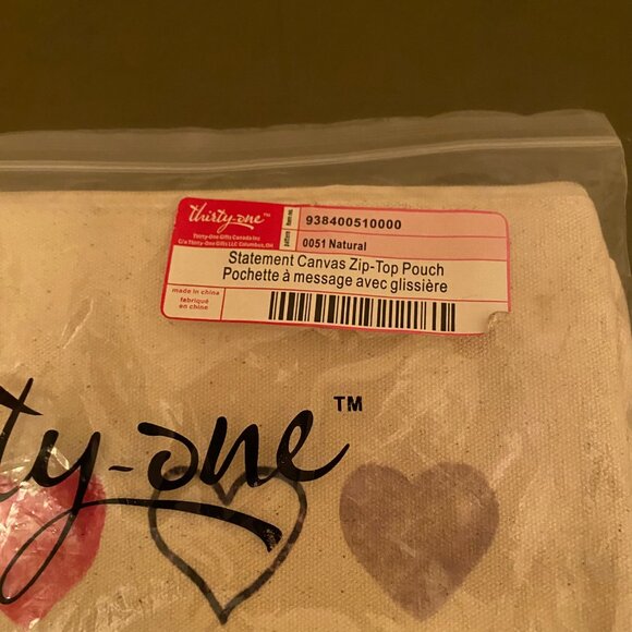 Thirty-One Statement Canvas Zip-Top Pouch – Inspire, Hope, Love, Blessed - Picture 3 of 4